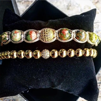 2pcs/set Beaded Bracelet Natural Round Stone Copper Micro Pave Zircon Bracelets Braided Bangles Pulseira Masculina Valentines
2pcs/set Beaded Bracelet Natural Round Stone Copper Micro Pave Zircon Bracelets Braided Bangles Pulseira Masculina Valentines