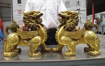 Chinese Classic Brass Copper Feng Shui Evil Foo Dog Lion kylin Kirin Statue Pair
Chinese Classic Brass Copper Feng Shui Evil Foo Dog Lion kylin Kirin Statue Pair