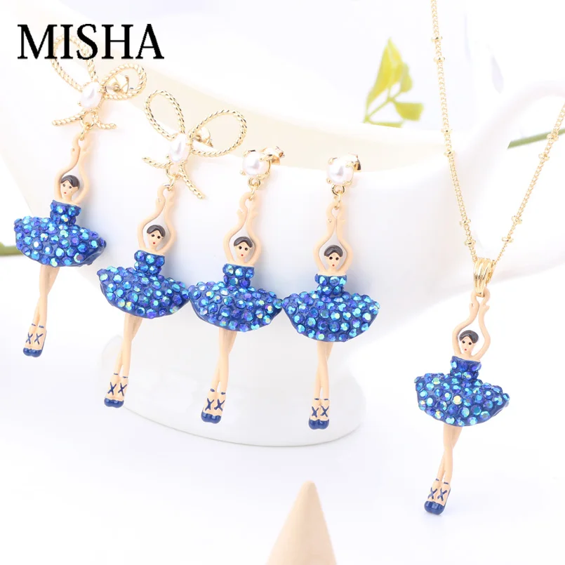 MISHA New Year Gift Best Selling French Designer Fine Jewelry For Women Blue Pendant Set Ballet Girl Party Earrings Female L458
MISHA New Year Gift Best Selling French Designer Fine Jewelry For Women Blue Pendant Set Ballet Girl Party Earrings Female L458