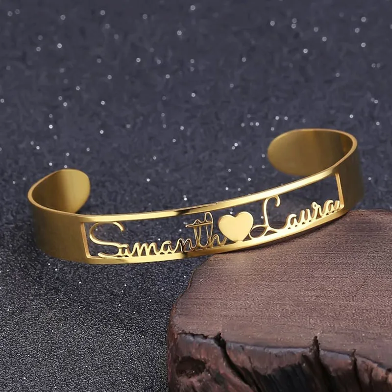Personalized ID Nameplate Bracelets Bangles For Women Men Custom Gold Two Name Cuff Bracelet Cutomized Stainless Steel Bangles
Personalized ID Nameplate Bracelets Bangles For Women Men Custom Gold Two Name Cuff Bracelet Cutomized Stainless Steel Bangles