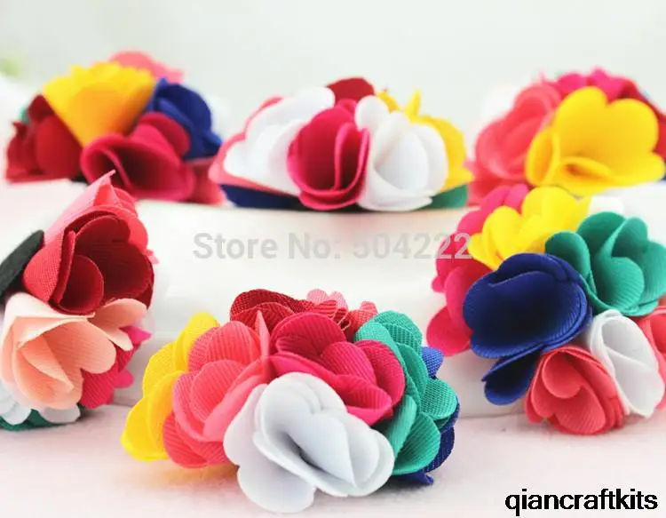 

50pcs linen cotton Flowers Plum rainbow neon Flower 60mm- Fabric Flower - Burlap Rose - Rolled flowers Wedding 3d rosette