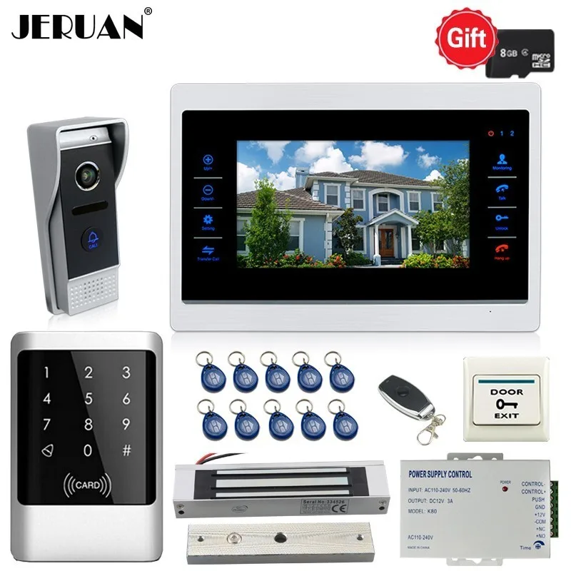 

JERUAN 720P AHD Motion Detection 10 Inch LCD Video Door Phone Doorbell Unlock Intercom System KIT HD Camera With