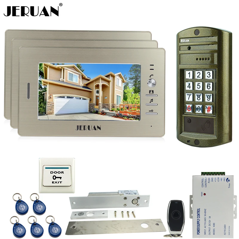 HOME NEW 7 inch TFT Color Video Door Phone Doorbell Intercom System kit 3 Monitor + Waterproof Access HD Mini Camera + Power
HOME NEW 7 inch TFT Color Video Door Phone Doorbell Intercom System kit 3 Monitor + Waterproof Access HD Mini Camera + Power