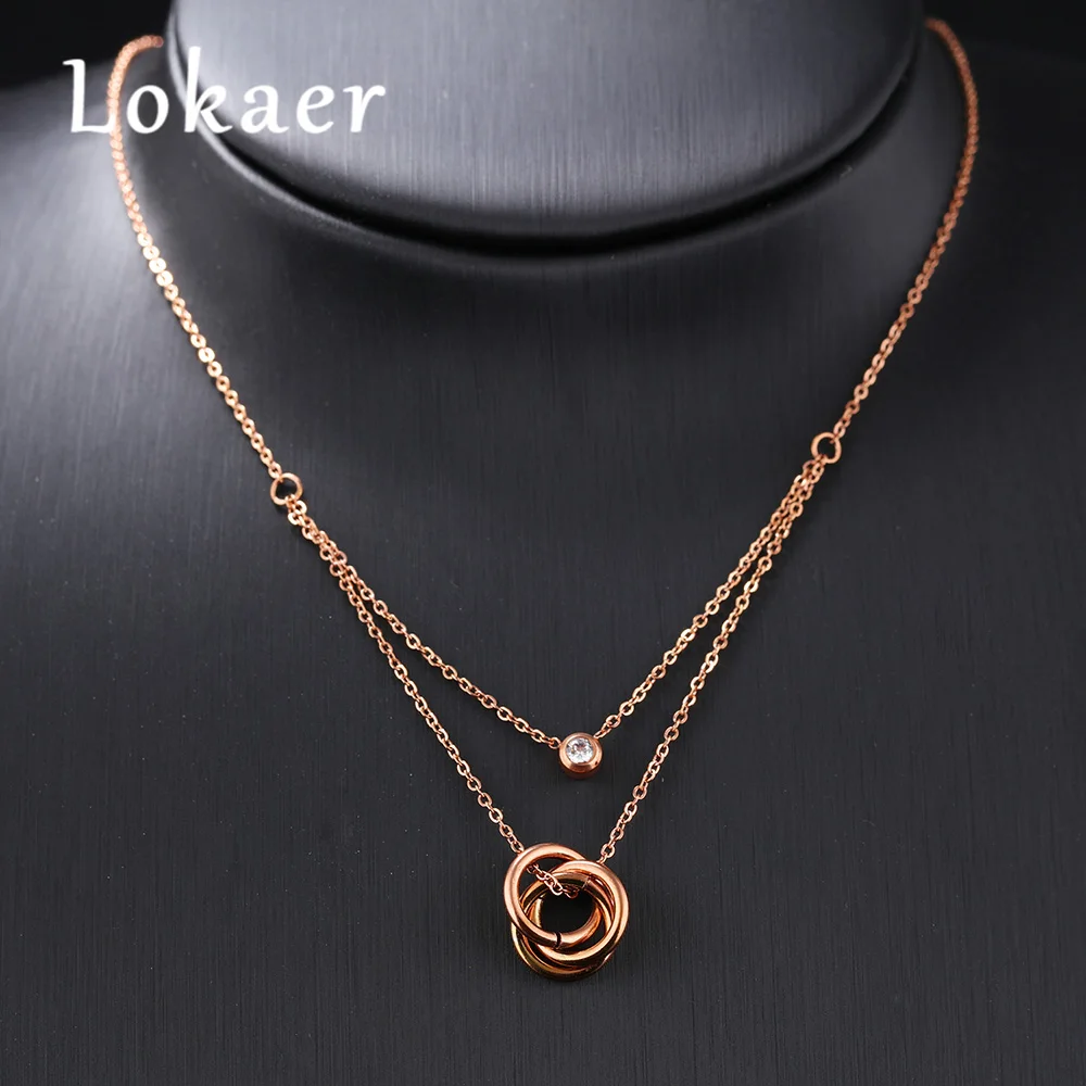 Lokaer Trendy Simple Stainless Steel Women Necklaces Rose Gold Color Cubic Zirconia Charm Three Circles Pendant Necklace Jewelry
Lokaer Trendy Simple Stainless Steel Women Necklaces Rose Gold Color Cubic Zirconia Charm Three Circles Pendant Necklace Jewelry