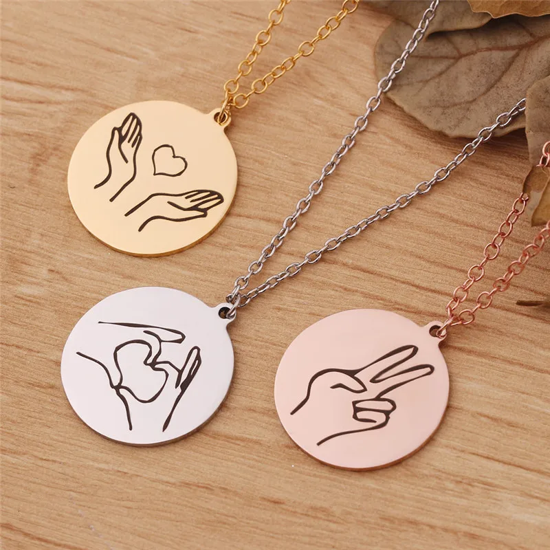 Custom Made Sign Language Necklace Cute Cartoon Expression Circle Pendant Special Present For Friends Jewelry Gift Accessories
Custom Made Sign Language Necklace Cute Cartoon Expression Circle Pendant Special Present For Friends Jewelry Gift Accessories