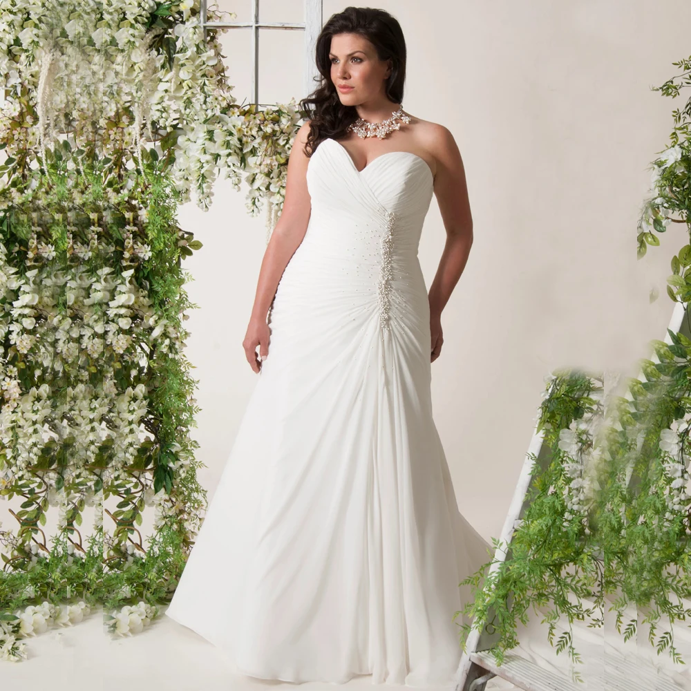 Elegant Plus Size Wedding Dresses Sweetheart Vestido de Novia 2019 Sweep Train White/Ivory Chiffon Bridal Gown with Pearls
Elegant Plus Size Wedding Dresses Sweetheart Vestido de Novia 2019 Sweep Train White/Ivory Chiffon Bridal Gown with Pearls