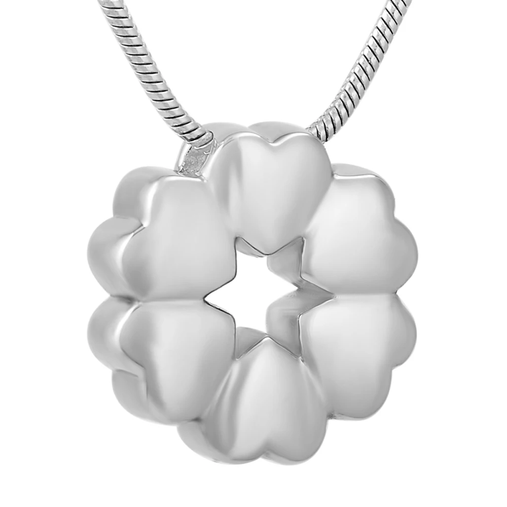 

IJD9723 Women Stainless Steel Heart Flower Design Ash Holder Pendant Necklace Hot Sale