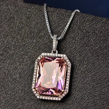 Vintage Pendant For Women Big Square Pink S925 Sterling Silver Topaz & Cubic Zirconia Necklace Temperament Fine Jewelry No Chain
Vintage Pendant For Women Big Square Pink S925 Sterling Silver Topaz & Cubic Zirconia Necklace Temperament Fine Jewelry No Chain