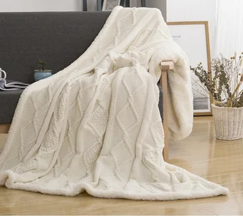 150*200cm Lambs Knitted Blanket Double Layer Sherpa Plush Fleece Plaids for beds sofa Knitting Mantas Throw Blankets Bedspread
150*200cm Lambs Knitted Blanket Double Layer Sherpa Plush Fleece Plaids for beds sofa Knitting Mantas Throw Blankets Bedspread