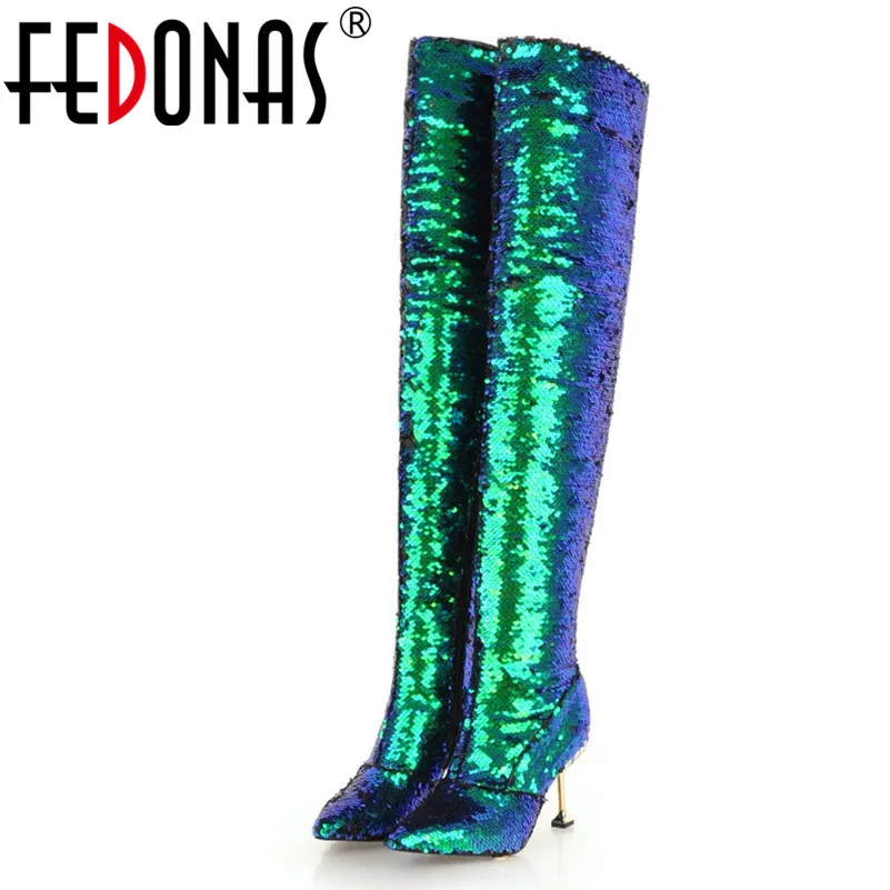 FEDONAS Women Over The Knee High Boots Sexy Pointed Toe Knight Boots Glitters Wedding Party Shoes Woman Slim Long Boots
FEDONAS Women Over The Knee High Boots Sexy Pointed Toe Knight Boots Glitters Wedding Party Shoes Woman Slim Long Boots