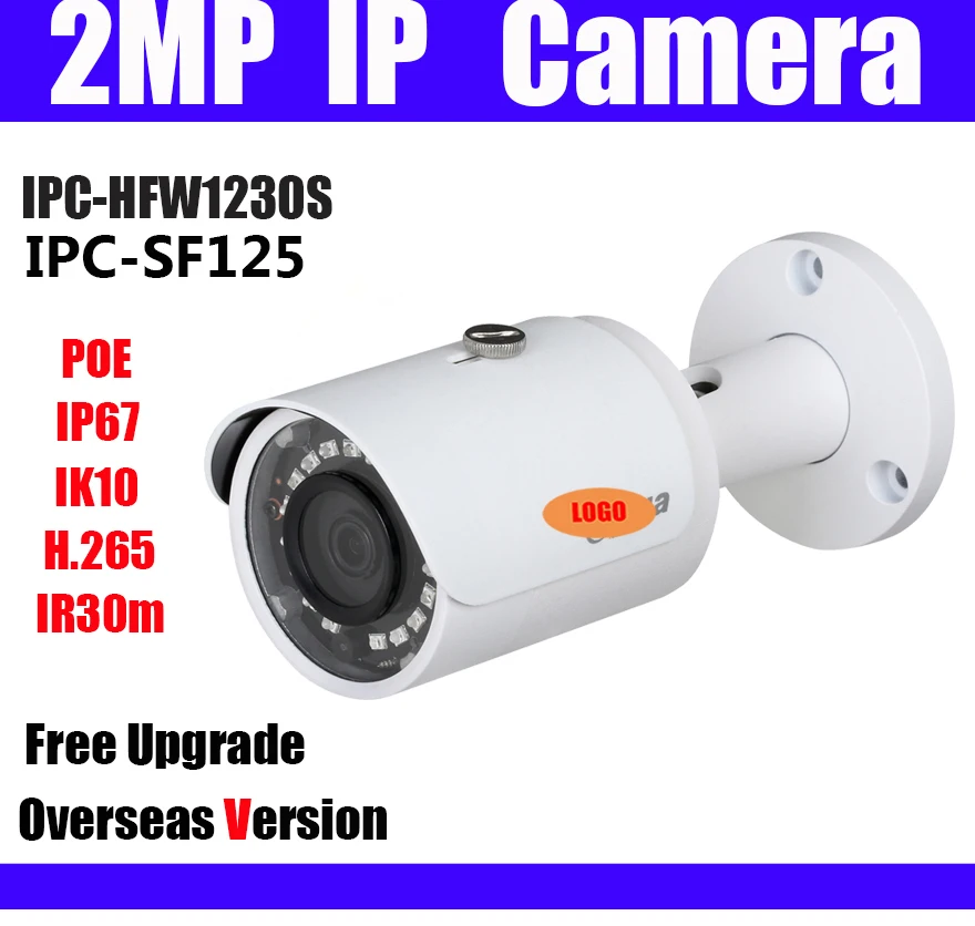 IPC-HFW1230S IPC-SF125 2MP IP Camera POE Bullet h.265 English firmware IR 30m IP67 HFW1230S CCTV security network Camera
IPC-HFW1230S IPC-SF125 2MP IP Camera POE Bullet h.265 English firmware IR 30m IP67 HFW1230S CCTV security network Camera