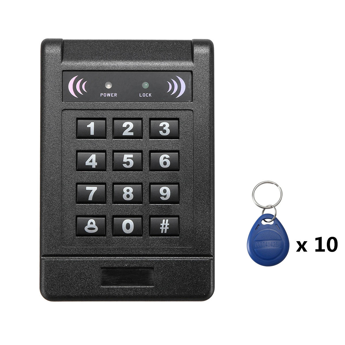 125KHz Rfid Standalone Access Control Keypad EM RFID Card Reader with 10 Keychains Door Keyless Lock for Entry Security System
125KHz Rfid Standalone Access Control Keypad EM RFID Card Reader with 10 Keychains Door Keyless Lock for Entry Security System