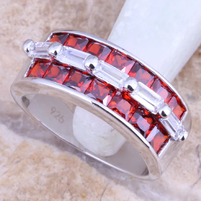 Attractive Red Garnet White CZ Silver Stamped 925 Women's Ring Size 6 / 7 / 8 / 9 R1372
Attractive Red Garnet White CZ Silver Stamped 925 Women's Ring Size 6 / 7 / 8 / 9 R1372