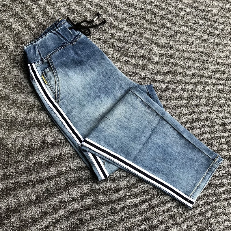 Шаровары по щиколотку со средней эластичной талией джинсы женские винтажные