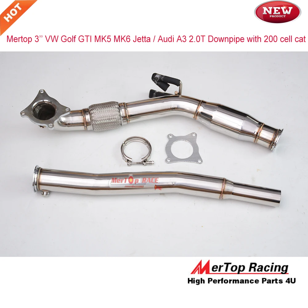 MERTOP Racing 3'' Golf MK5 MK6 / A3 2.0T downpipe with 200 cell Sport cat
MERTOP Racing 3'' Golf MK5 MK6 / A3 2.0T downpipe with 200 cell Sport cat