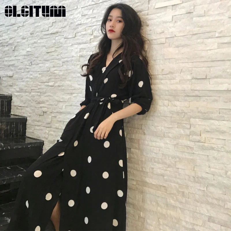 Hot 2019 New Summer Women Dress Korean Style Vintage Dot Dress Ladies V-neck Half Sleeve Long Dress Female Vestidos
Hot 2019 New Summer Women Dress Korean Style Vintage Dot Dress Ladies V-neck Half Sleeve Long Dress Female Vestidos