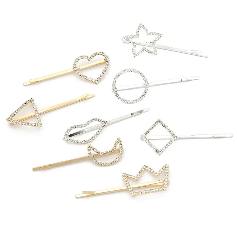 Shiny Crystal Hair Clip Rhinestone Barrette Luxury Geometric Heart Round Star shape Haipin Elegant Women Girl Hair Accessories
Shiny Crystal Hair Clip Rhinestone Barrette Luxury Geometric Heart Round Star shape Haipin Elegant Women Girl Hair Accessories