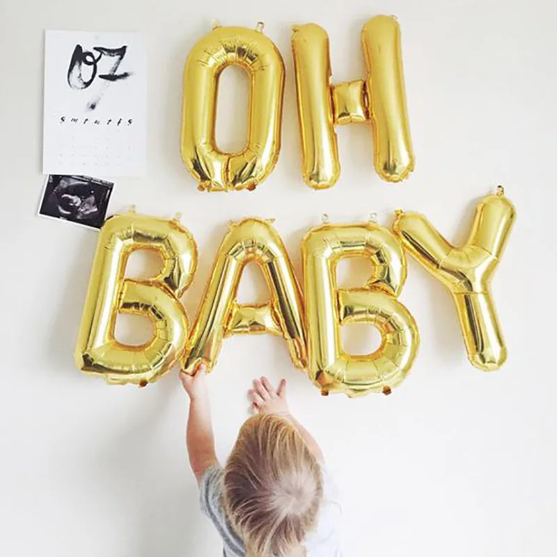 Воздушный шар из фольги с надписью OH BABY 16 дюймов|Украшения своими руками для