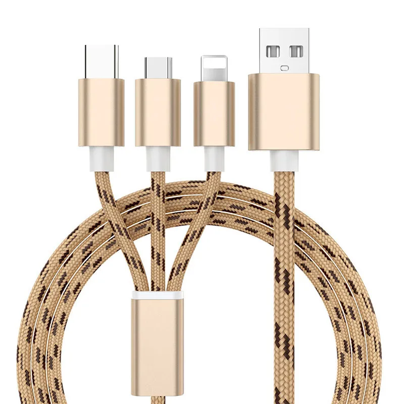 3 IN 1 8Pin Type C Micro USB Cable For iPhone 8 X 7 6 6S Plus iOS 10 9 8 Samsung Nokia USB Fast Charging Cables Nylon Cord
3 IN 1 8Pin Type C Micro USB Cable For iPhone 8 X 7 6 6S Plus iOS 10 9 8 Samsung Nokia USB Fast Charging Cables Nylon Cord