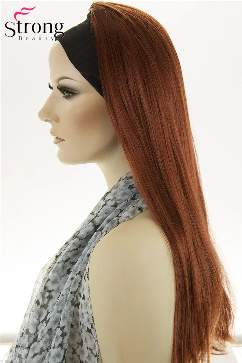 E-679B #130 Long Straight Blonde Brunette Red Wigs Headbands
