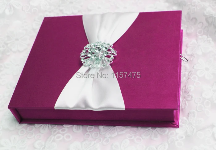 HI2015-07 Gorgerous Purple Red Silk Box Wedding Invitation