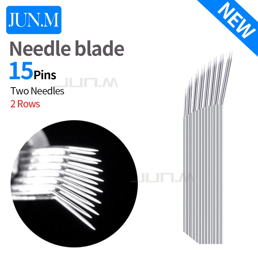 50Pcs 2 Rows 15Pins Shader Microblading Needle Blade Tattoo Eyebrow Permanent Makeup For 3D Embroidery Manual Tattoo Pen Machine
50Pcs 2 Rows 15Pins Shader Microblading Needle Blade Tattoo Eyebrow Permanent Makeup For 3D Embroidery Manual Tattoo Pen Machine