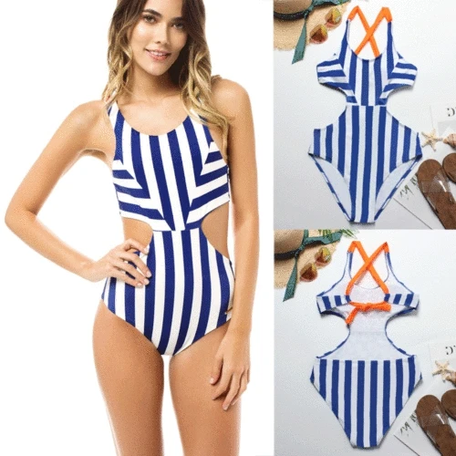 2019 Summer Women One Piece Swimsuit Striped Blue Triangle Swimwear Bathing Padded Bra Bikini Bandage Push-up
2019 Summer Women One Piece Swimsuit Striped Blue Triangle Swimwear Bathing Padded Bra Bikini Bandage Push-up