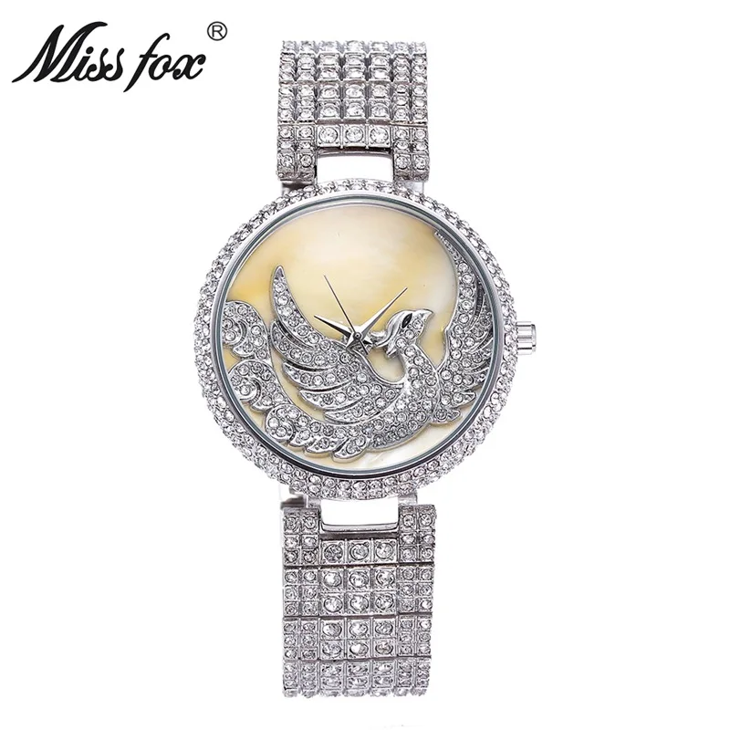 Miss Fox brand Phoenix Luxury Watch Women Rhinestone Waterproofr Top Fashion Golden Clock Quartz Relojes Muje | Наручные часы
