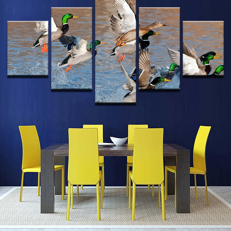 Wall Artwork Poster HD Printed 5 Pieces Modular Duck Animal Pictures Canvas Painting Home Decoration For Living Room Framework | Дом и сад