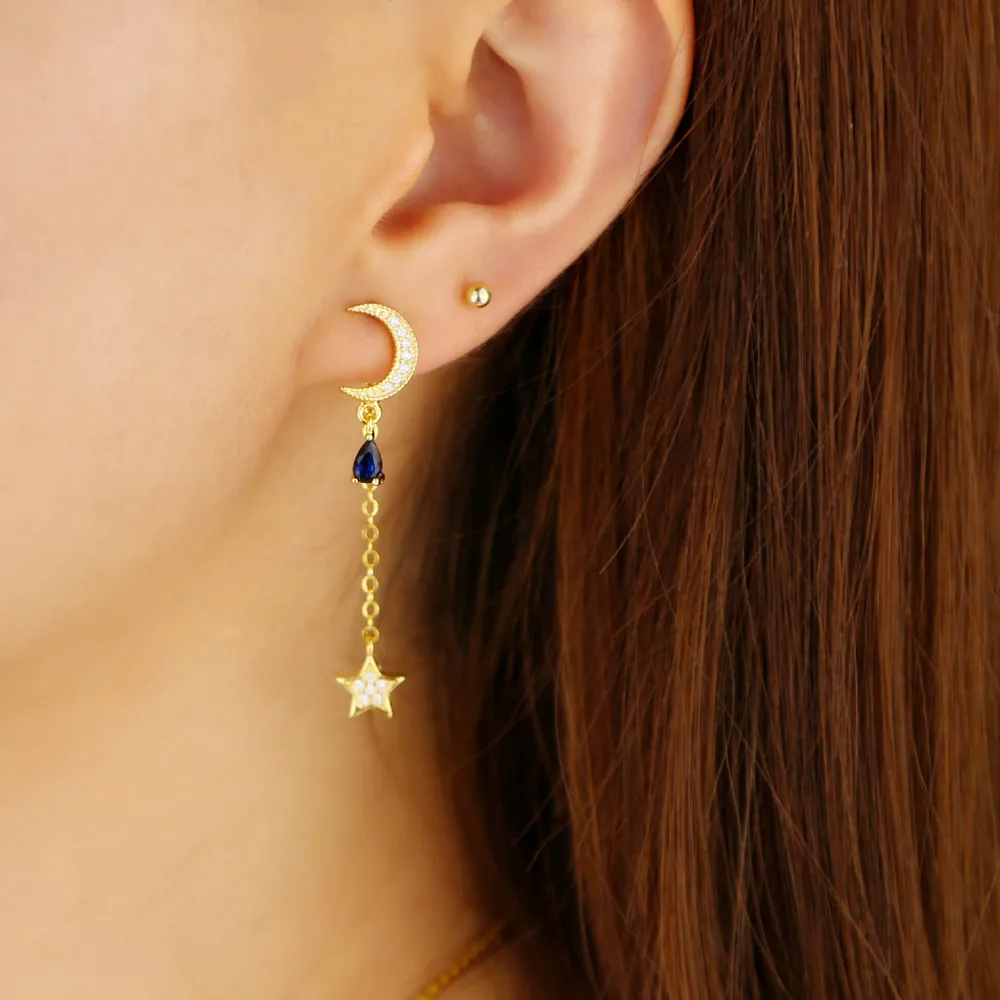 2019 SUMMER new design moon star white CZ tassel charm chain earring jewelry with sapphires cz stone drop charm dangle earrings
2019 SUMMER new design moon star white CZ tassel charm chain earring jewelry with sapphires cz stone drop charm dangle earrings