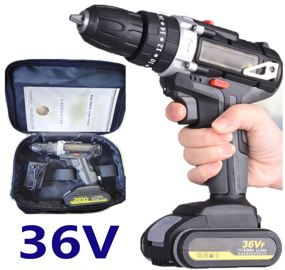 36V Electric Screwdriver Cordless Electric Drill Lithium-Ion Battery Operated Rechargeable Multi-function Power Tool
36V Electric Screwdriver Cordless Electric Drill Lithium-Ion Battery Operated Rechargeable Multi-function Power Tool