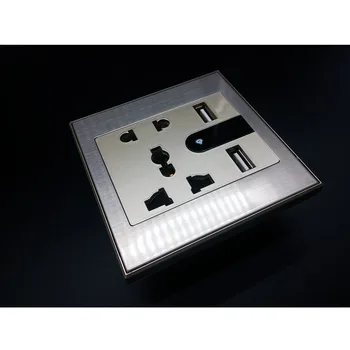 Multifunction 5 Hole Wall Outlet Flapper With LED 2 USB Charging Socket DC 5.0V/2.1A High Quality Brushed Metal Free Shipping
Multifunction 5 Hole Wall Outlet Flapper With LED 2 USB Charging Socket DC 5.0V/2.1A High Quality Brushed Metal Free Shipping