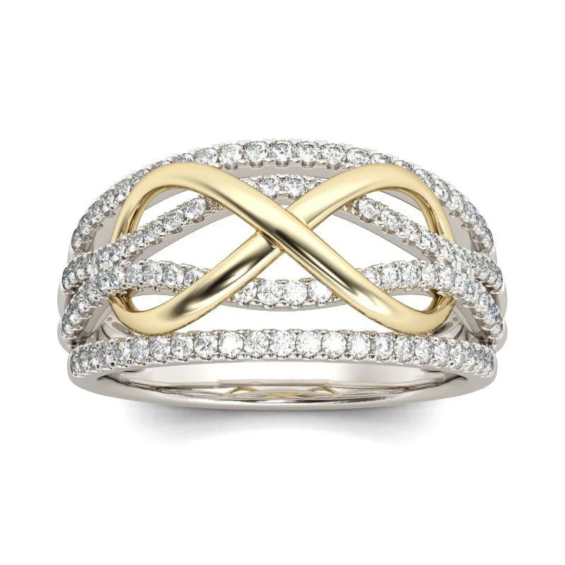 2019 New Design Crystal Twist Cubic Silver Color Wedding Rings For Woman With Gold Color Zirconia two-tone ring Infinite Jewelry
2019 New Design Crystal Twist Cubic Silver Color Wedding Rings For Woman With Gold Color Zirconia two-tone ring Infinite Jewelry
