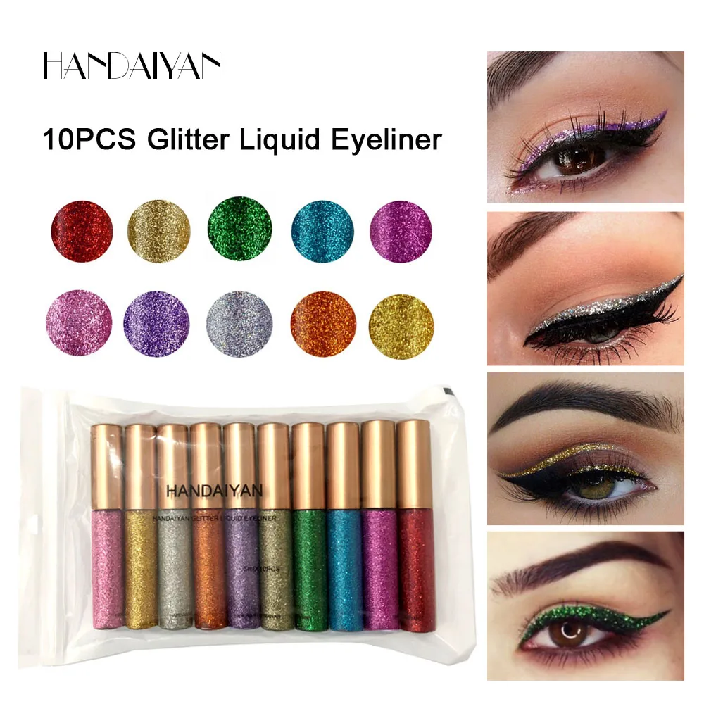 HANDAIYAN 10pcs Eyeliner Glitter Set Waterproof Eye Shadow & Liner Shimmer Pigment Metallic Liquid Maquiagem Eyeliner Makeup
HANDAIYAN 10pcs Eyeliner Glitter Set Waterproof Eye Shadow & Liner Shimmer Pigment Metallic Liquid Maquiagem Eyeliner Makeup
