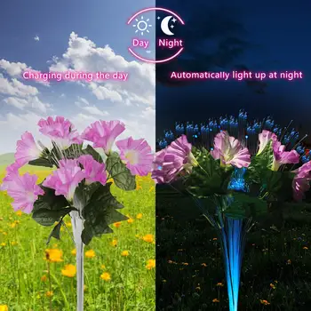 

Outdoor LED Solar Stake Lights 2Pack Morning Glory Solar Powered LED Color Changing Stake Lights Flower Lights for Garden Yard