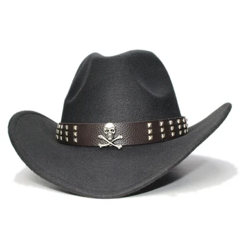 Women Men /Kid Child Retro Wool Wide Brim Cowboy Western Cowgirl Bowler Hat Fedora Cap Skull Leather Band Band (57cm/54cm-Adjust
Women Men /Kid Child Retro Wool Wide Brim Cowboy Western Cowgirl Bowler Hat Fedora Cap Skull Leather Band Band (57cm/54cm-Adjust
