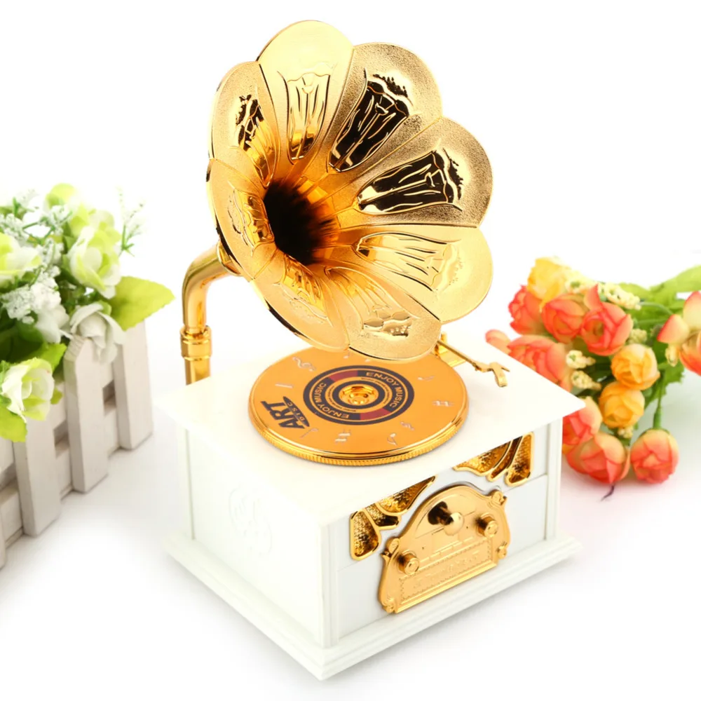 W Gramophone Music Box For Elise Retro Phonograph Shape Classic Music Box Gift Classic Gold Trumpet Horn Creative Crafts
W Gramophone Music Box For Elise Retro Phonograph Shape Classic Music Box Gift Classic Gold Trumpet Horn Creative Crafts