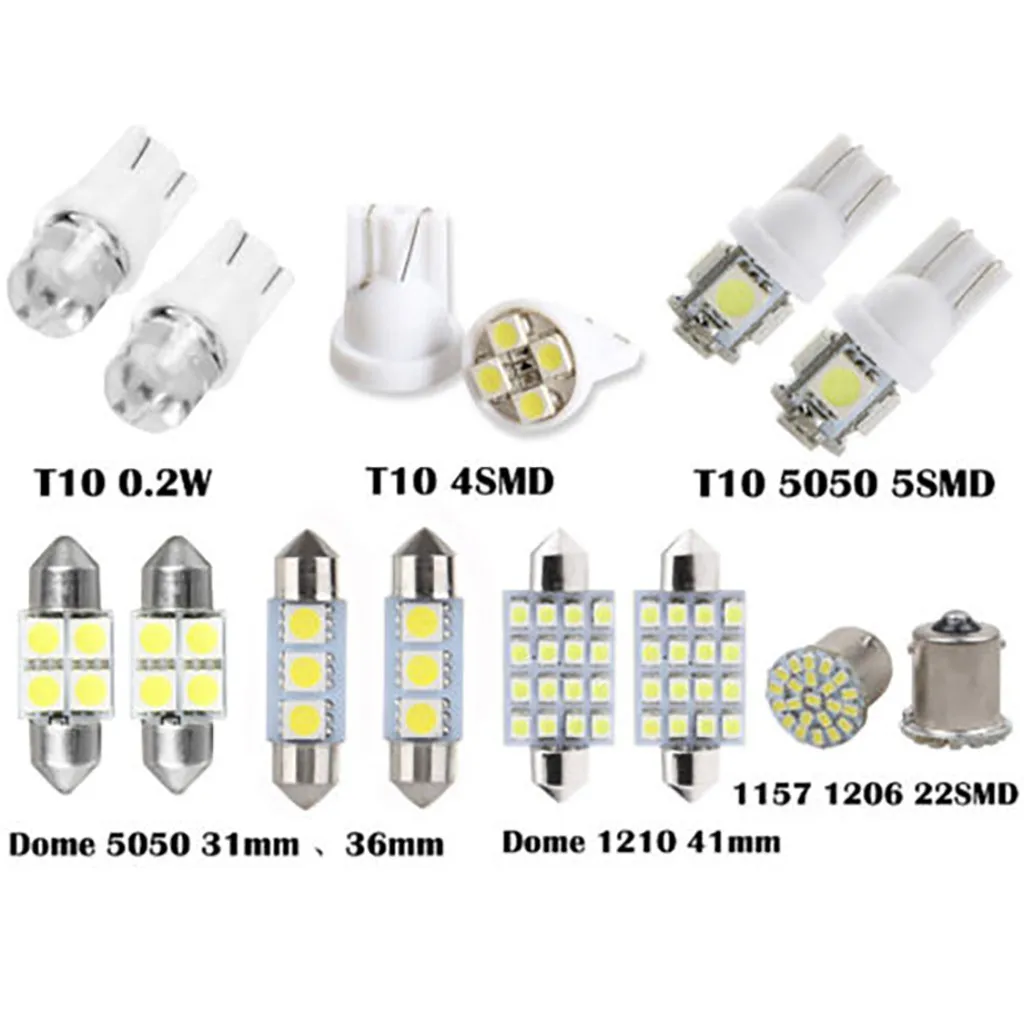 14pcs replacement bulb 2x (31mm 6smd, 36mm 3smd, 41mm 16smd, 2T10 5smd, T10 0.2W, T10 4-SMD, 1157 1206 22smd) 19Mar27
14pcs replacement bulb 2x (31mm 6smd, 36mm 3smd, 41mm 16smd, 2T10 5smd, T10 0.2W, T10 4-SMD, 1157 1206 22smd) 19Mar27