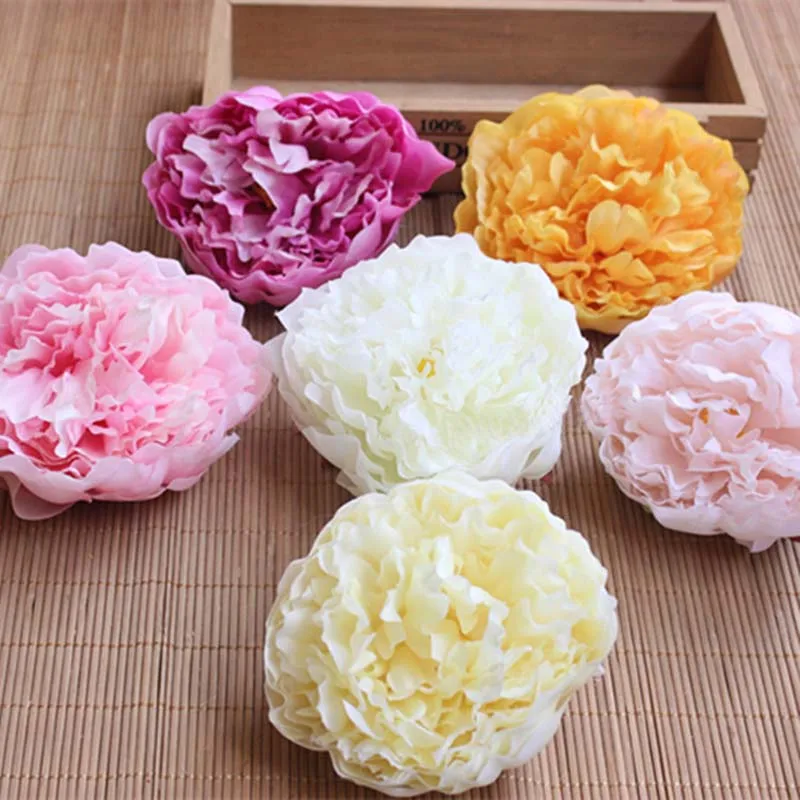 Image 9.5CM Head,12PCS Artificial Silk Peonies Heads,Real Touch Peony Rose For Wedding Bouquet,Home Decoration,Wrist Corsage,Garland