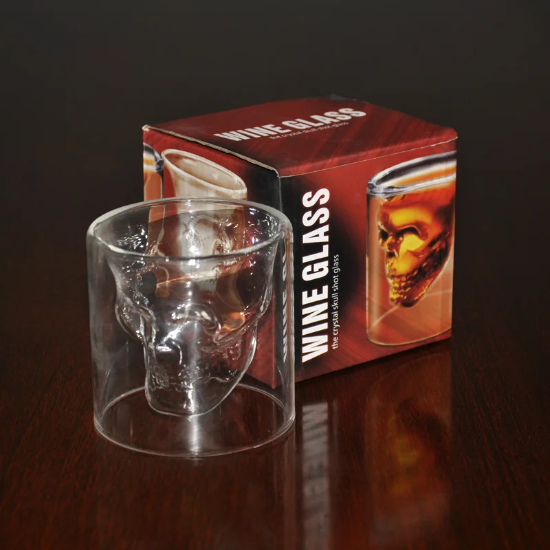 Image New Doomed Transparent Crystal Skull Head Shot Glass Cup Whiskey Wine Beer Tea Vodka Creative Bar Party Glasses Drinking Ware