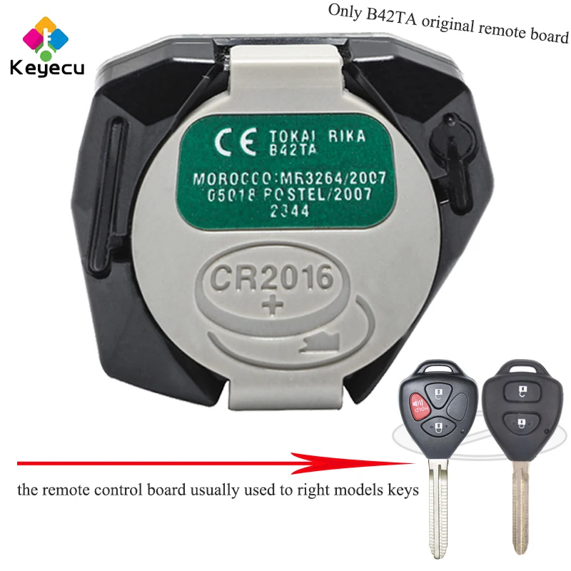 KEYECU Replacement Original Remote Control Board - 3 Buttons 433MHz B42TA - FOB for Toyota Hilux/ 4Runner 2005-2008/ 2003-2009.
KEYECU Replacement Original Remote Control Board - 3 Buttons 433MHz B42TA - FOB for Toyota Hilux/ 4Runner 2005-2008/ 2003-2009.