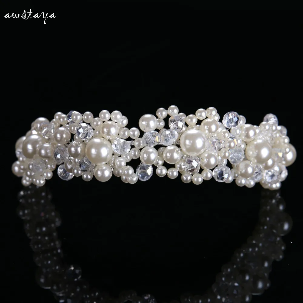 Handmade Pearl Bridal Crystal Rhinestone Hair Piece Women White Simulated-pearl DIY Princess wedding tiaras Crown Accessories
Handmade Pearl Bridal Crystal Rhinestone Hair Piece Women White Simulated-pearl DIY Princess wedding tiaras Crown Accessories