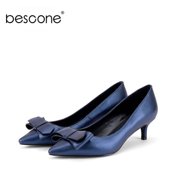 BESCONE Blue Sheepskin Women Pumps Elegant Pointed Toe Thin Heels Shoes Genuine Leather Butterfly-Knot Slip-On Ladies Pumps A81
BESCONE Blue Sheepskin Women Pumps Elegant Pointed Toe Thin Heels Shoes Genuine Leather Butterfly-Knot Slip-On Ladies Pumps A81