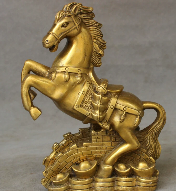 S3427 8" Chinese Pure Brass 12 Year Zodiac FengShui Wealth Horse Statue On Great Wall D0317
S3427 8" Chinese Pure Brass 12 Year Zodiac FengShui Wealth Horse Statue On Great Wall D0317