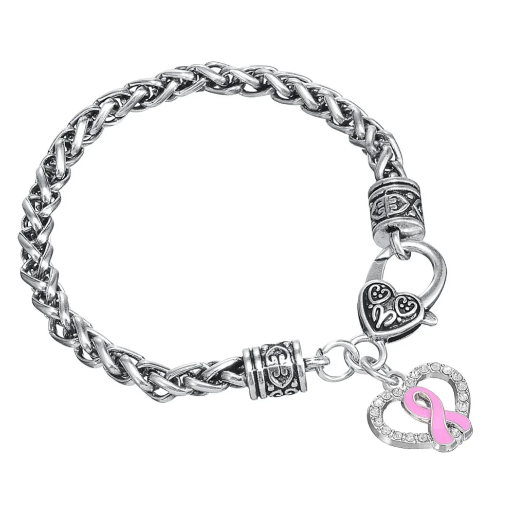 my shape Breast Cancer Awareness Pink Enamel Ribbon Heart Shape Charm Lobster Clasp Bracelet for Women
my shape Breast Cancer Awareness Pink Enamel Ribbon Heart Shape Charm Lobster Clasp Bracelet for Women