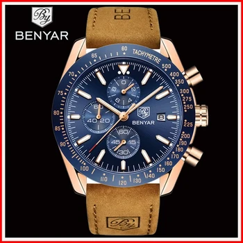BENYAR Fashion Men Watches Luxury Brand Leather Waterproof Quartz Chronograph Casual Military Watch Men Clock Relogio Masculino
BENYAR Fashion Men Watches Luxury Brand Leather Waterproof Quartz Chronograph Casual Military Watch Men Clock Relogio Masculino