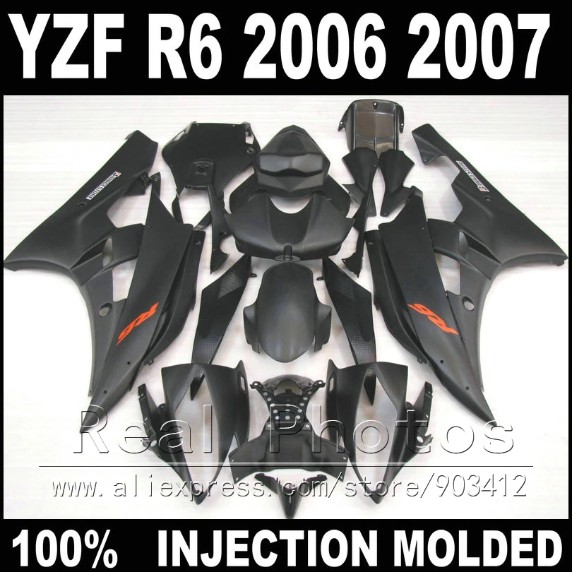 Hot sale bodywork for YAMAHA R6 fairing kit 06 07 Injection molding all matte black 2006 2007 YZF R6 fairings
Hot sale bodywork for YAMAHA R6 fairing kit 06 07 Injection molding all matte black 2006 2007 YZF R6 fairings
