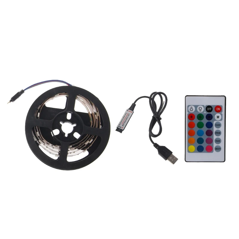 DC 5V USB 30 LED/m 5050 RGB Non Waterproof Flexible LED Strip Light TV Back Lighting+24 Key Remote
DC 5V USB 30 LED/m 5050 RGB Non Waterproof Flexible LED Strip Light TV Back Lighting+24 Key Remote