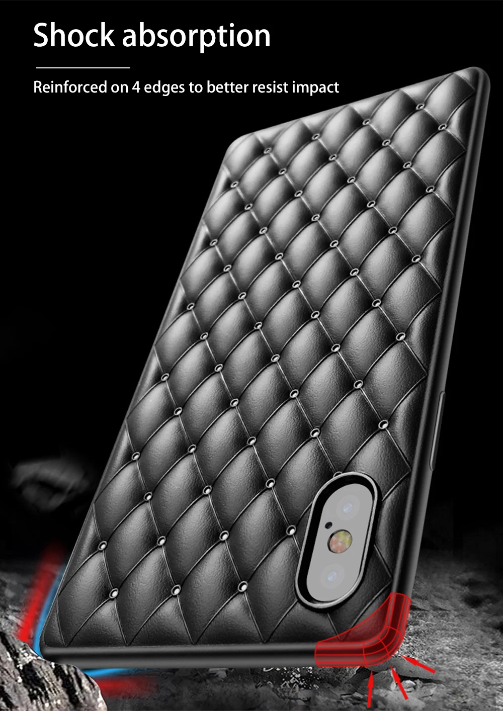 classic luxury grid weaving for iphone case7 7plus 8 8plus shockproof heat dissipation for soft gleam skin phoneX XR XSMAX case (3)
