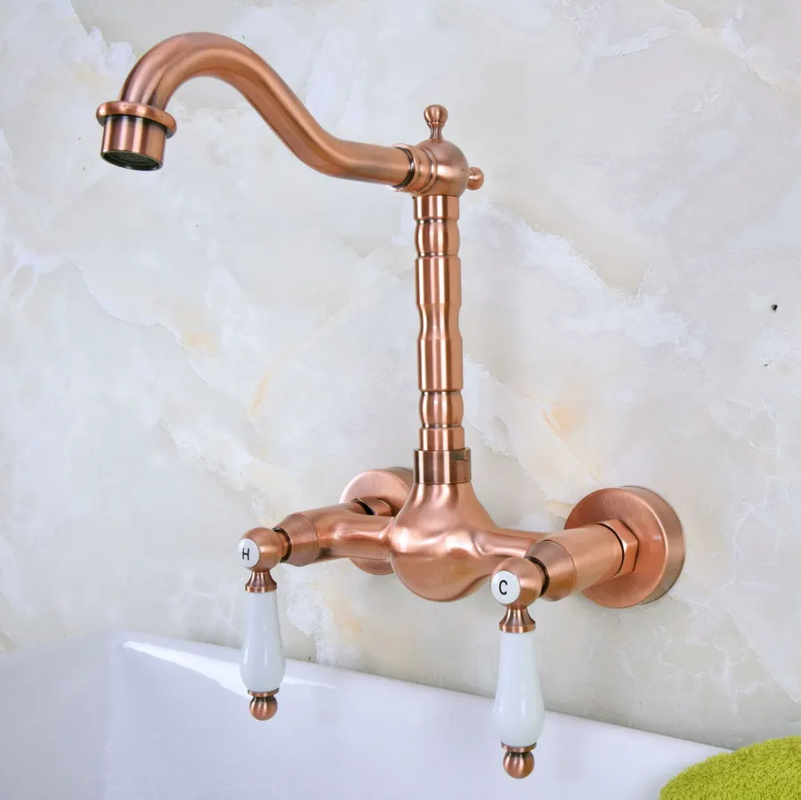 Antique Red Copper Brass Bathroom Kitchen Sink Faucet Mixer Tap Swivel Spout Wall Mounted Dual Ceramic Levers Handles mnf948
Antique Red Copper Brass Bathroom Kitchen Sink Faucet Mixer Tap Swivel Spout Wall Mounted Dual Ceramic Levers Handles mnf948